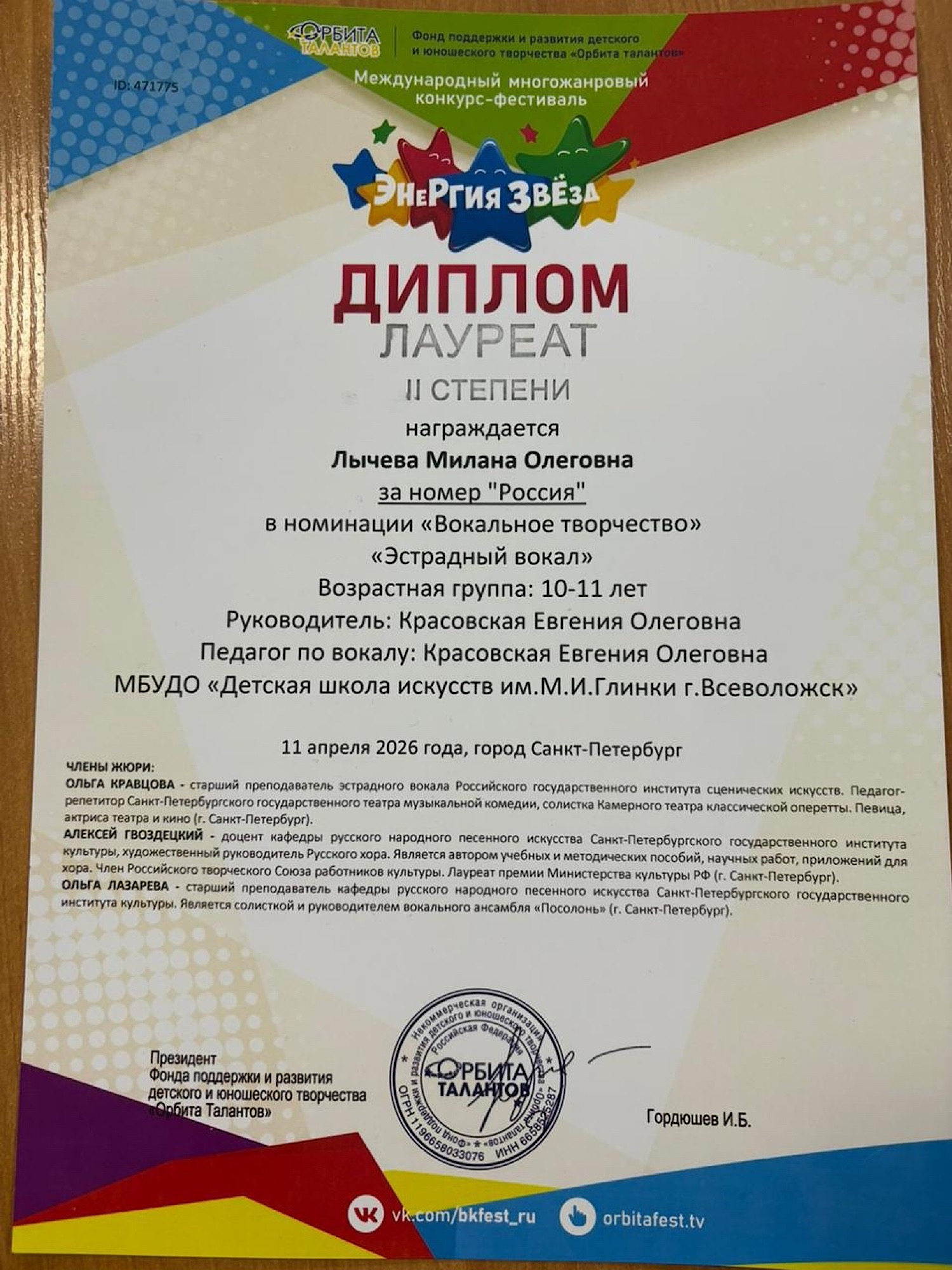 Международный конкурс-фестиваль «ЭНЕРГИЯ ЗВЕЗД»